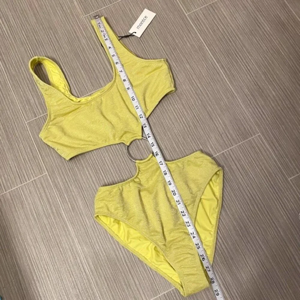 NWT Montce Sparkle Ky One Piece Swimsuit XL Limon Cutout
